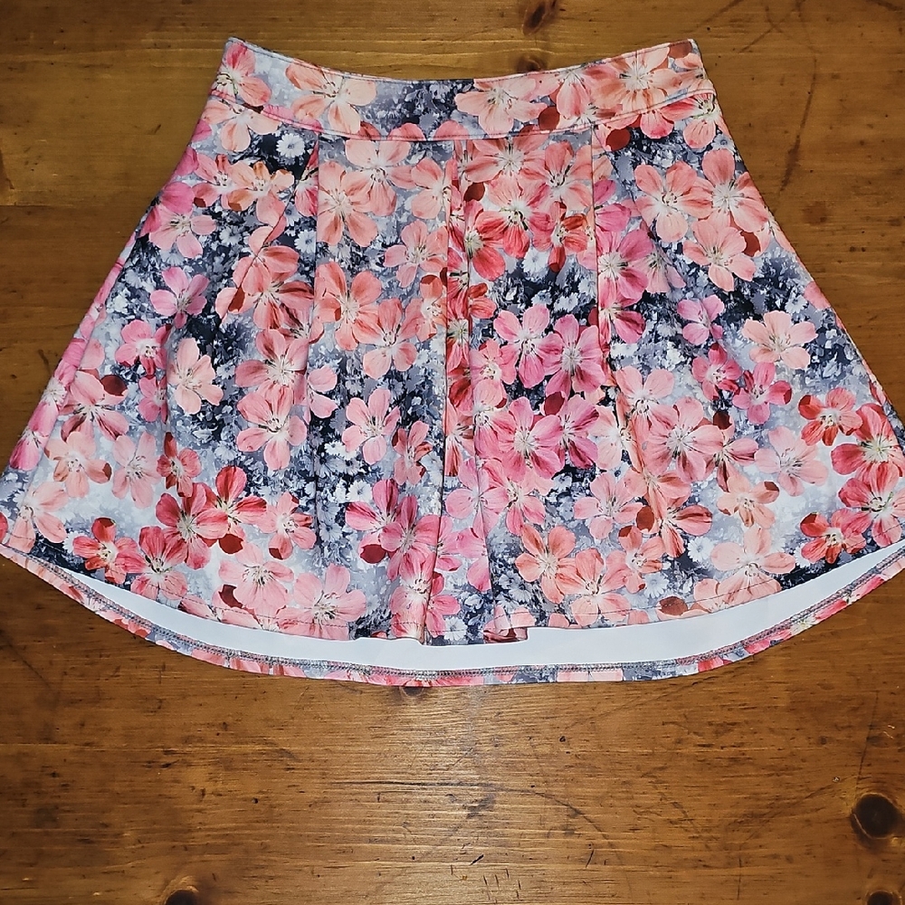 Bethany Mota Pink Pleated Skater Mini Skirt